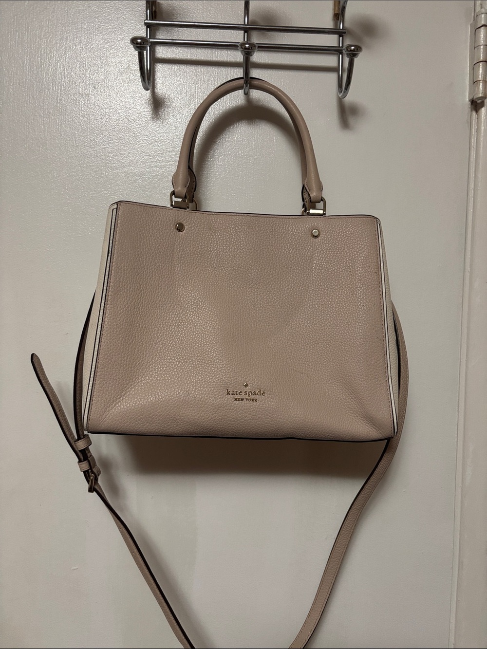 kate spade Pebbled Leather Satchel in Light Taupe